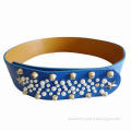 New Arrival Dark Blue PU Belt, Decorated with Studs and Pearls, Various Colors are Available